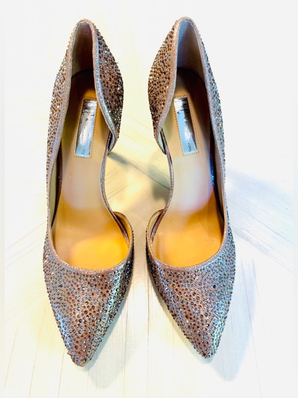 INC International Concepts Kenjay D’Orsay Rhinestone Pumps Rose Gold Size 9M